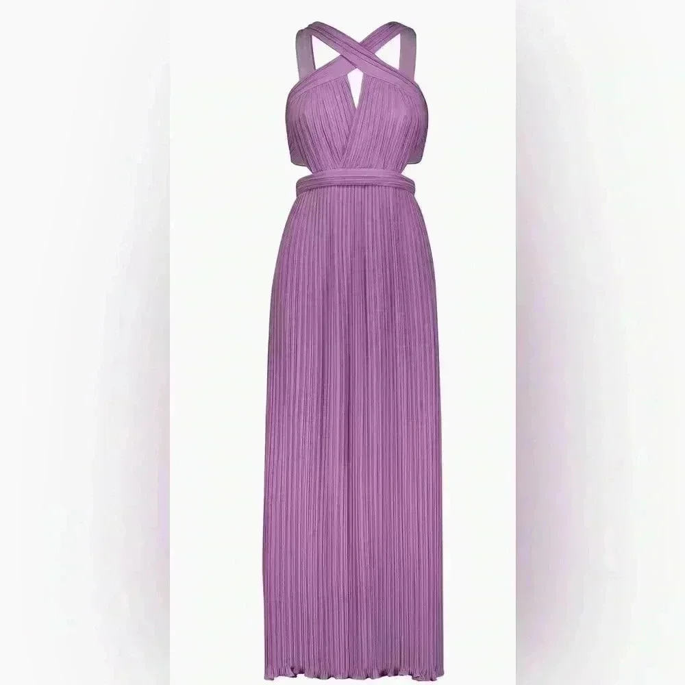 BNWT Crisscross Cut-Out pleated and lined long Gown - Picture 3 of 17